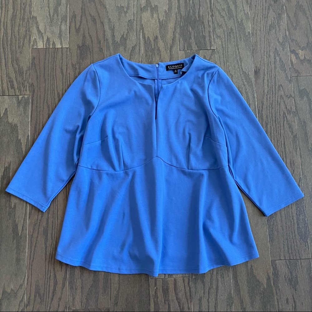 Eloquii Plus Size 3/4 sleeve Powder Blue Top